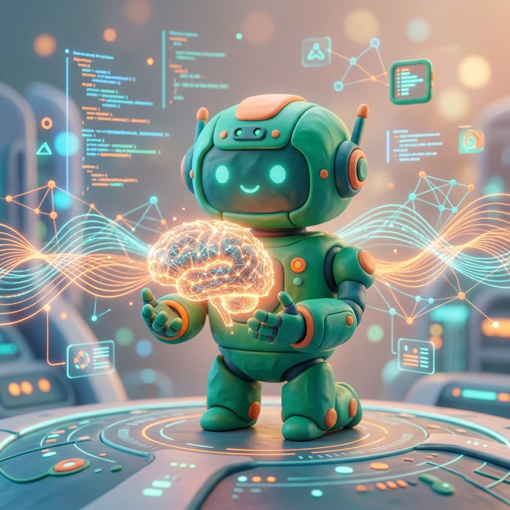 3D friendly AI mentor robot with luminous intelligence network